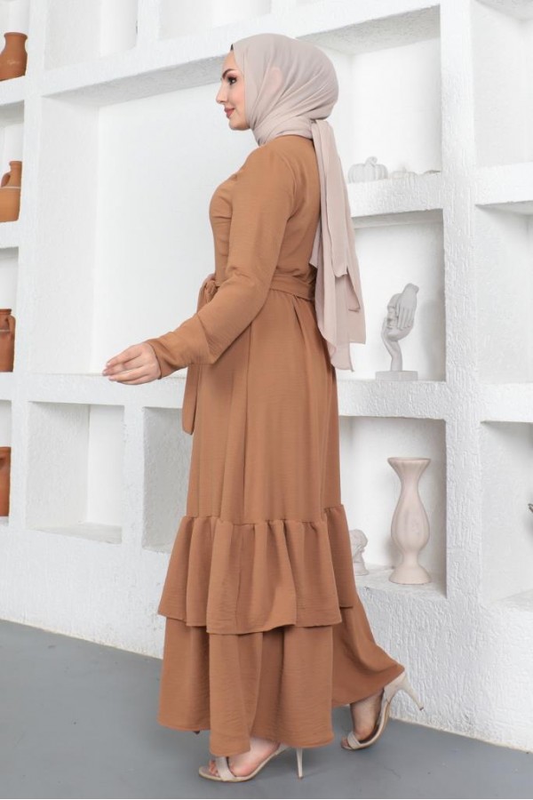 Eteği Katlı Aerobin Elbise Camel 445 Eteği Katlı Aerobin Elbise Camel 445