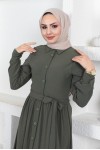  Eteği Katlı Aerobin Elbise Haki 445
