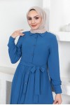  Eteği Katlı Aerobin Elbise İndigo 445