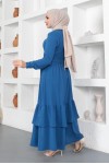  Eteği Katlı Aerobin Elbise İndigo 445