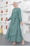  Eteği Katlı Aerobin Elbise Mint Yeşili 445