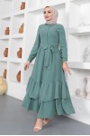  Eteği Katlı Aerobin Elbise Mint Yeşili 445