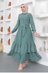  Eteği Katlı Aerobin Elbise Mint Yeşili 445