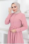  Eteği Katlı Aerobin Elbise Pembe 445