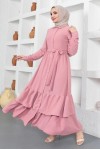  Eteği Katlı Aerobin Elbise Pembe 445