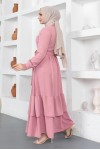  Eteği Katlı Aerobin Elbise Pembe 445