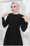  Eteği Katlı Aerobin Elbise Siyah 445