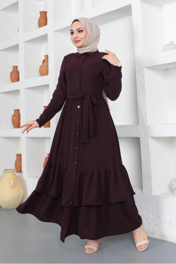  Eteği Katlı Aerobin Elbise Siyah 445