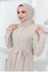  Eteği Katlı Aerobin Elbise Taş Rengi 445
