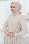  Eteği Katlı Aerobin Elbise Taş Rengi 445