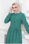  Eteği Katlı Aerobin Elbise Zümrüt Yeşili 445