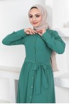  Eteği Katlı Aerobin Elbise Zümrüt Yeşili 445