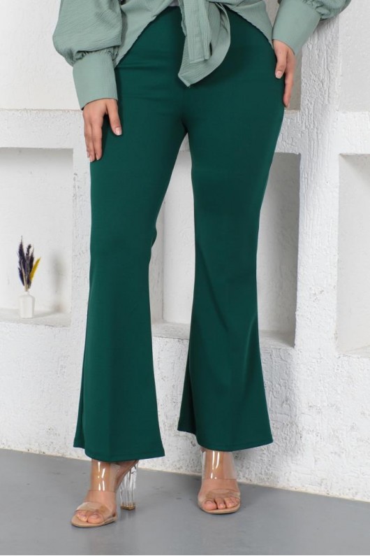 206 İspanyol Paça Kumaş Pantolon Zümrüt Yeşili