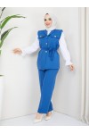 Yelekli Tesettür 3 Lü Takım Saks Mavisi 4673 Yelekli Tesettür 3 Lü Takım Saks Mavisi 4673