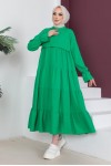 61605 Tesettür Elbise Yeşil