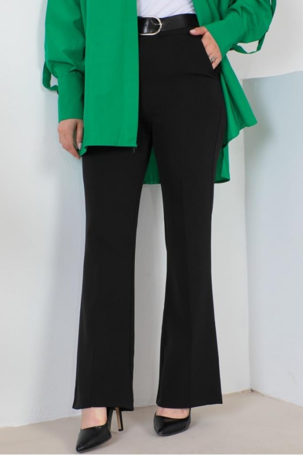  Kemerli Kumaş Pantolon Siyah 6538