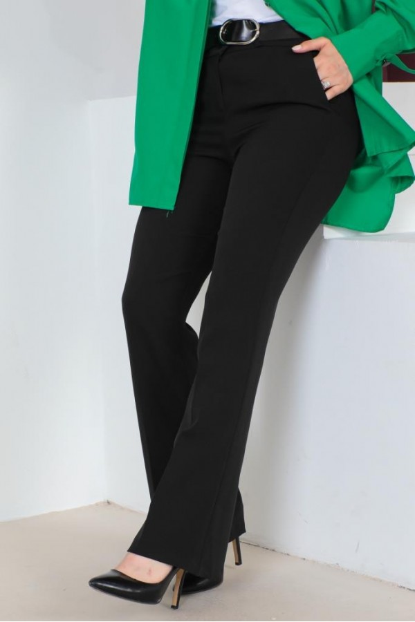  Kemerli Kumaş Pantolon Siyah 6538