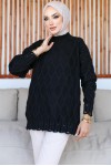  Baklava Desenli Triko Tunik Siyah 368