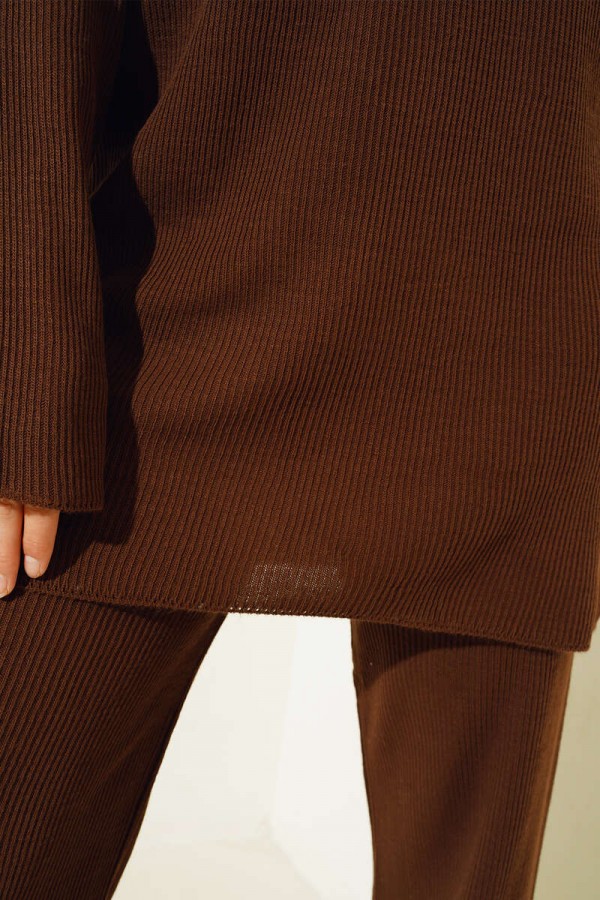 Balıkçı Yaka Kolyeli İkili Takım Kahverengi 5110 Balıkçı Yaka Kolyeli İkili Takım Kahverengi 5110