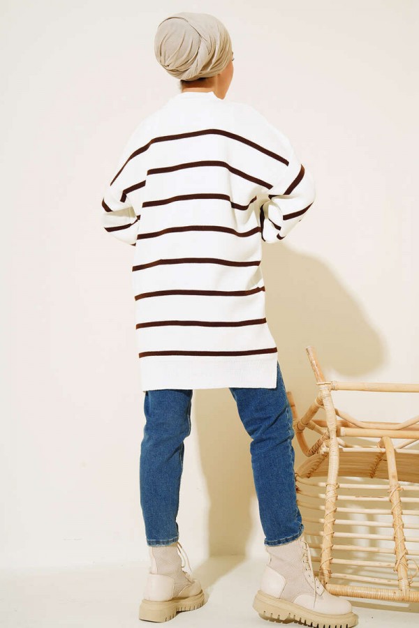 Çizgili Triko Tunik Kahverengi 11023-33 Çizgili Triko Tunik Kahverengi 11023-33