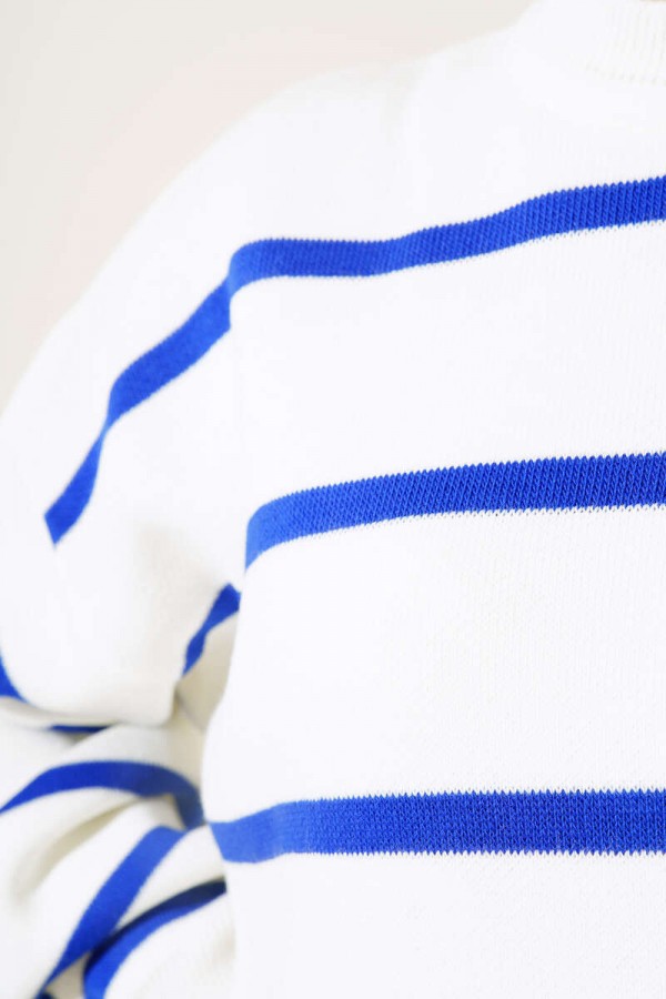 Çizgili Triko Tunik Saks Mavisi 11023-33 Çizgili Triko Tunik Saks Mavisi 11023-33