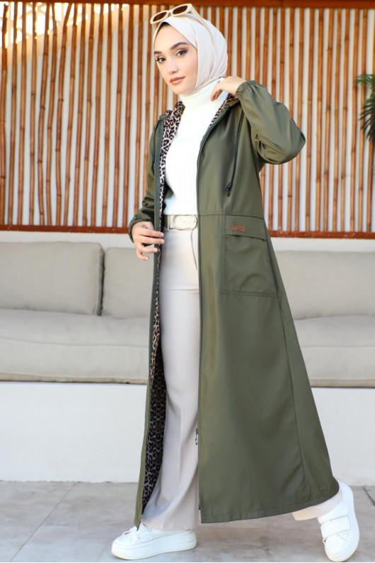 Mevsimlik Cepli Kap-Trençkot Haki 7003-1 Mevsimlik Cepli Kap-Trençkot Haki 7003-1