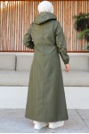  Mevsimlik Cepli Kap-Trençkot Haki 7003-1