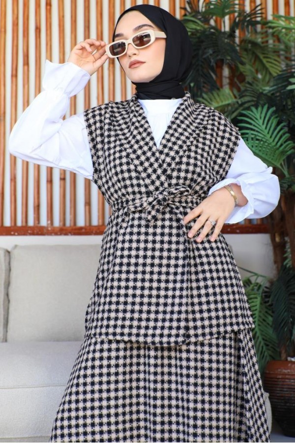  Channel Yelekli 3Lü Takım Kahverengi 4685