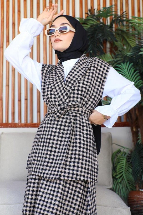  Channel Yelekli 3Lü Takım Kahverengi 4685