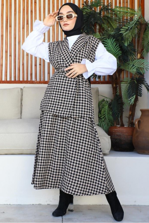  Channel Yelekli 3Lü Takım Kahverengi 4685