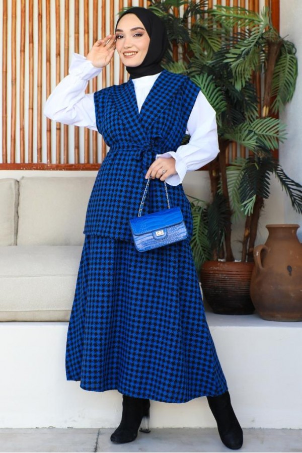 Channel Yelekli 3Lü Takım Saks Mavisi 4685 Channel Yelekli 3Lü Takım Saks Mavisi 4685