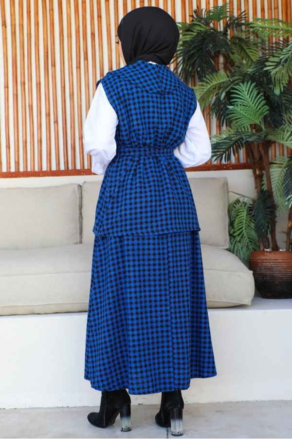 Channel Yelekli 3Lü Takım Saks Mavisi 4685 Channel Yelekli 3Lü Takım Saks Mavisi 4685