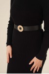 23100 Fitilli Uzun Triko Elbise Siyah
