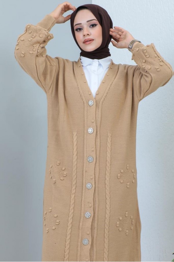  Tesettür Triko Hırka Camel 2454