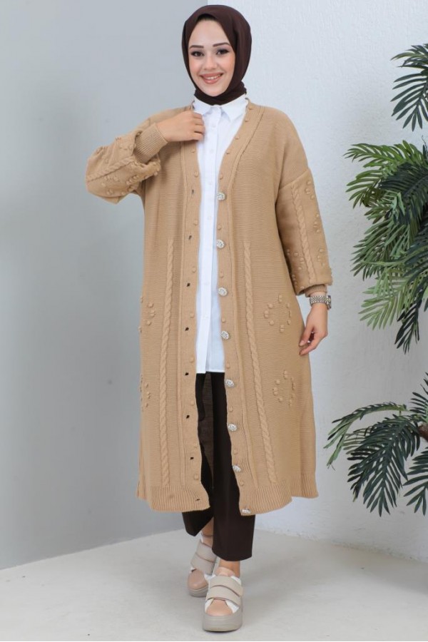  Tesettür Triko Hırka Camel 2454