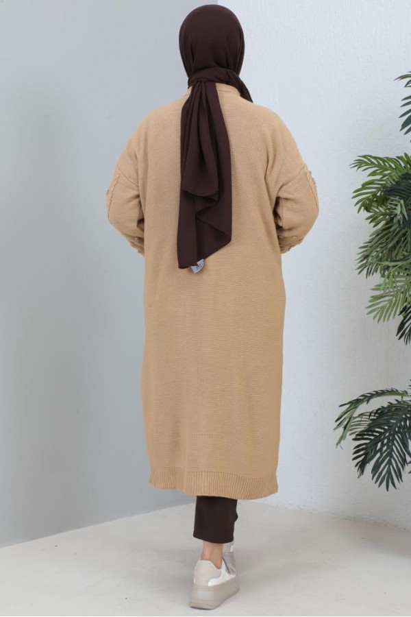  Tesettür Triko Hırka Camel 2454