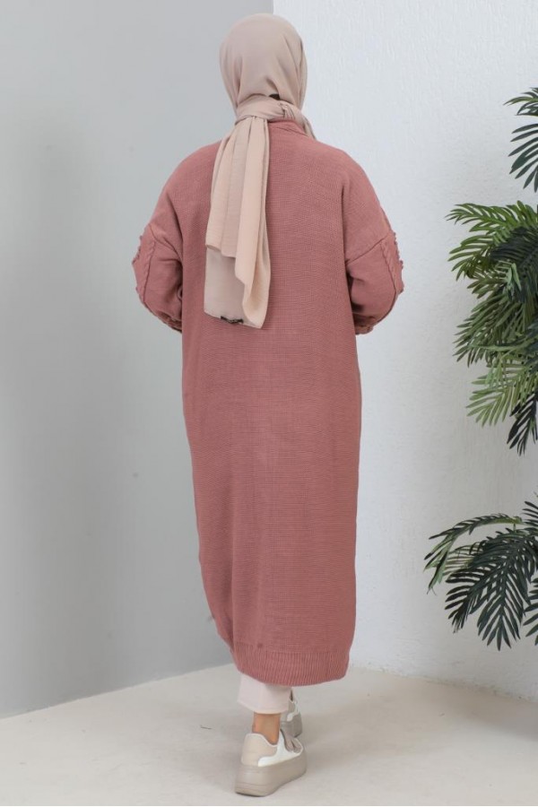 Tesettür Triko Hırka Gül Kurusu 2454 Tesettür Triko Hırka Gül Kurusu 2454