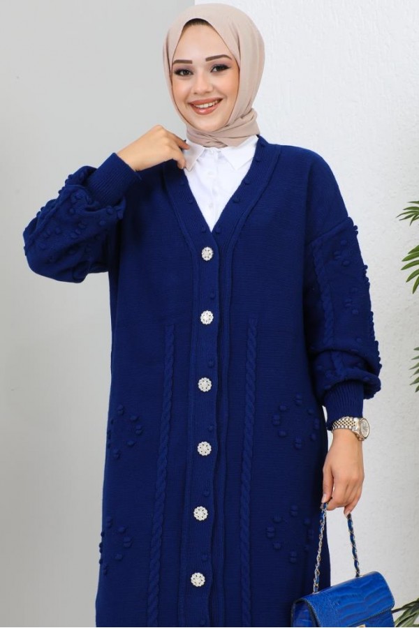  Tesettür Triko Hırka Saks Mavisi 2454