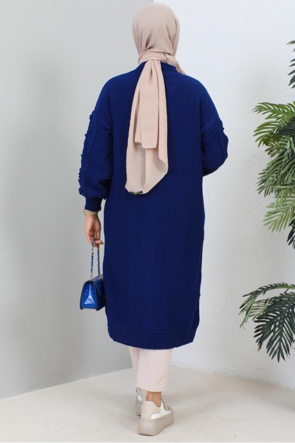  Tesettür Triko Hırka Saks Mavisi 2454