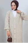 Tesettür Triko Hırka Taş Rengi 2454 Tesettür Triko Hırka Taş Rengi 2454