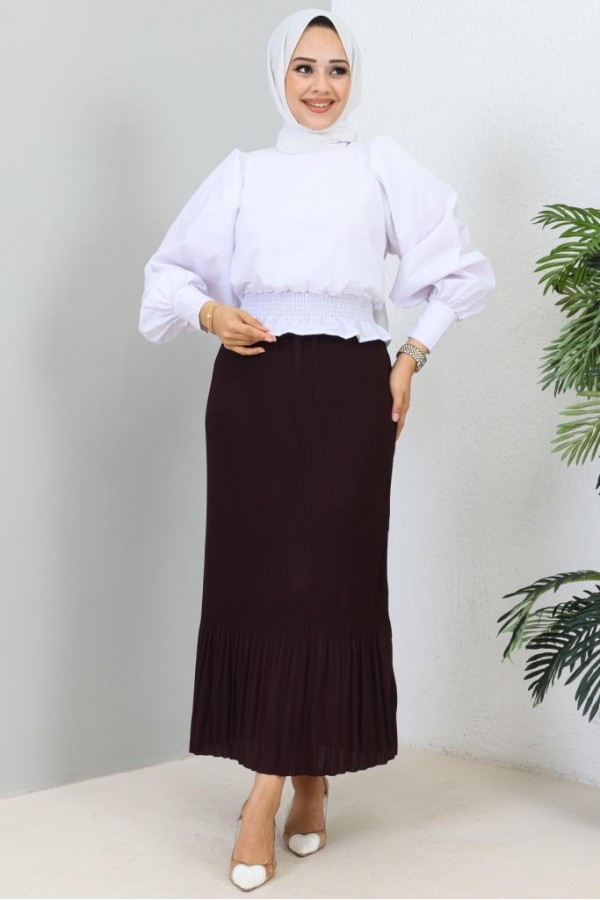 Piliseli Tesettür Etek Mor 205 Piliseli Tesettür Etek Mor 205