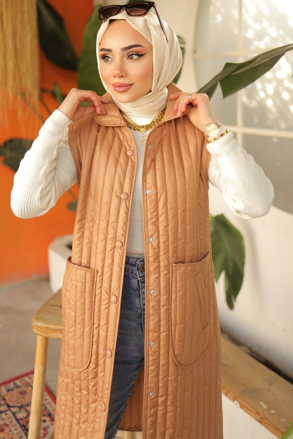 Çi̇ft Cepli̇ Yelek Camel 5001-1 Çi̇ft Cepli̇ Yelek Camel 5001-1