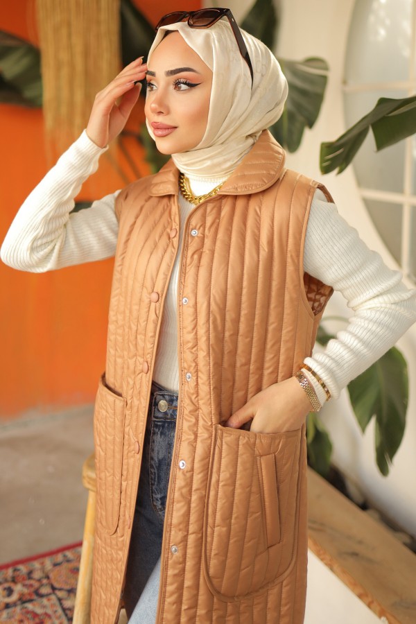 Çi̇ft Cepli̇ Yelek Camel 5001-1 Çi̇ft Cepli̇ Yelek Camel 5001-1