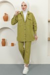 Ceket Pantolon Tesettür İkili Kot Takım Yağ Yeşili 8175 Ceket Pantolon Tesettür İkili Kot Takım Yağ Yeşili 8175