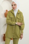 Ceket Pantolon Tesettür İkili Kot Takım Yağ Yeşili 8175 Ceket Pantolon Tesettür İkili Kot Takım Yağ Yeşili 8175