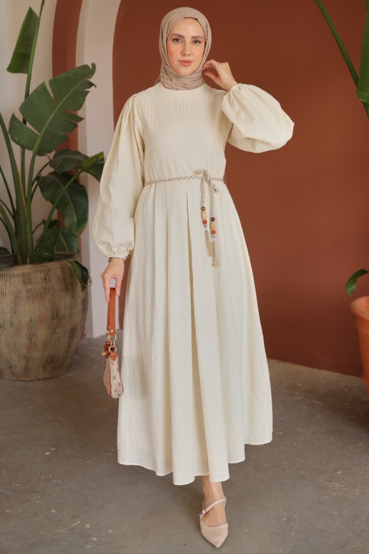 Keten Elbise Bej 2053  Keten Elbise Bej 2053