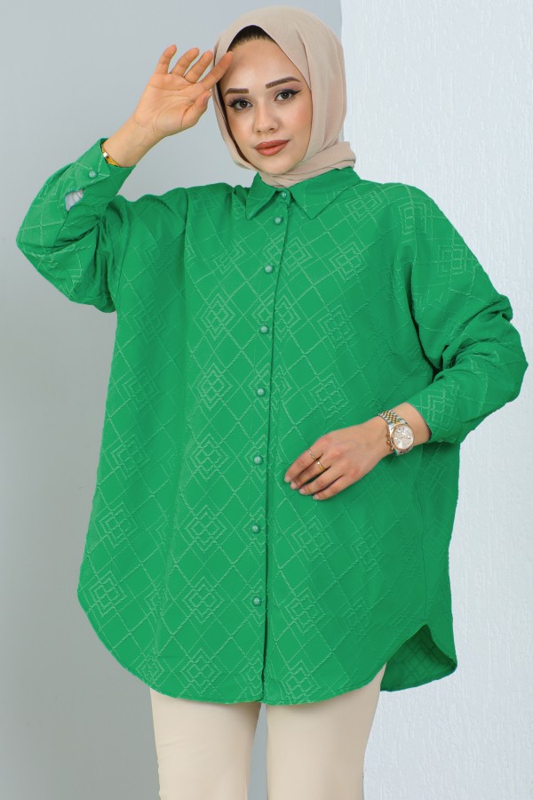 Kabartma Desen Gömlek Yeşil 3902 Kabartma Desen Gömlek Yeşil 3902