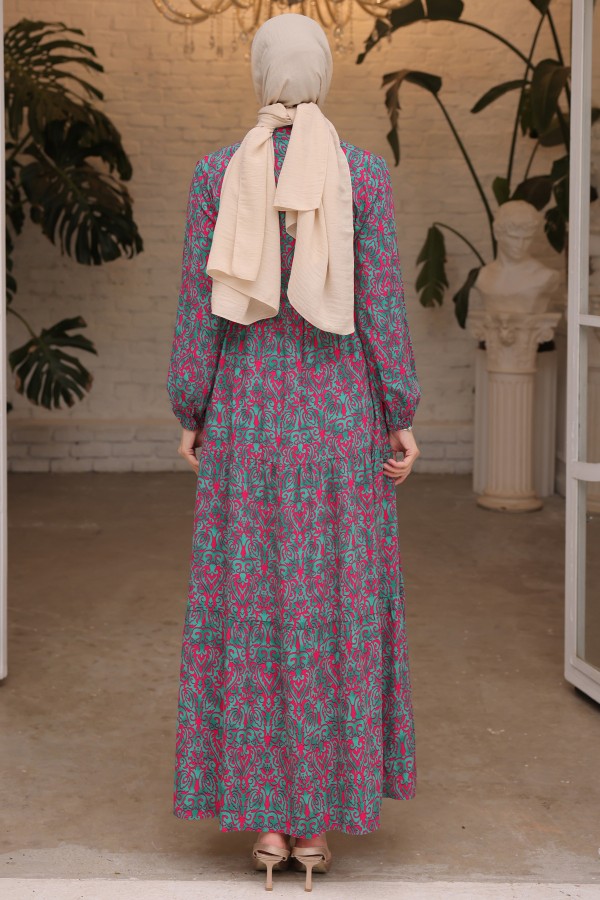 Desenli Elbise Fuşya 12013 Desenli Elbise Fuşya 12013