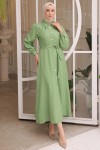 Kadın Boncuk Detaylı Elbise 6809 Yeşil