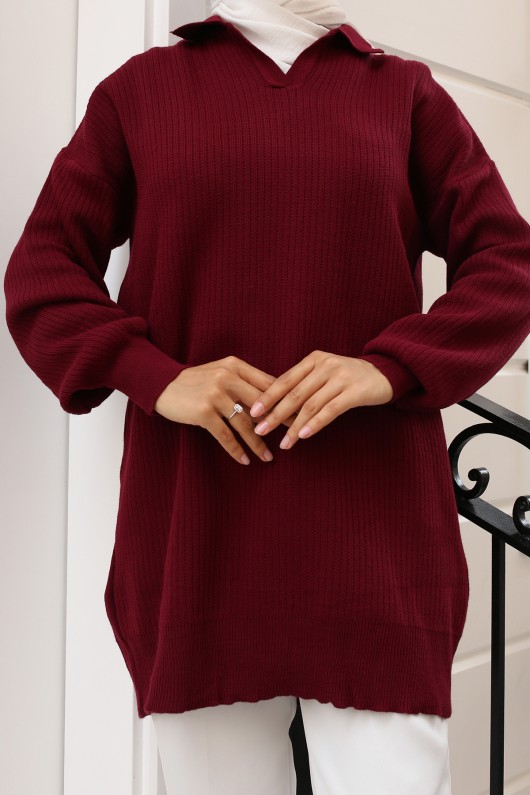 11035-59 Fitilli Triko Tunik Bordo